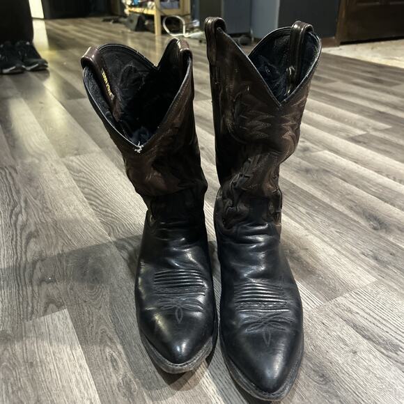 DAN POST Cowboy Western Boots Mens 12D 16809 Leather Black Brown Embroidery main image 6